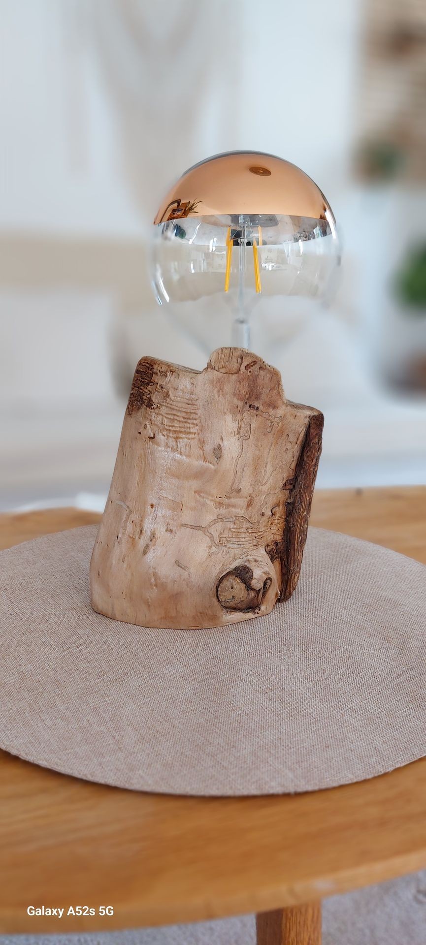 Table lamp, laqmp, art, wood, driftwood, the brand