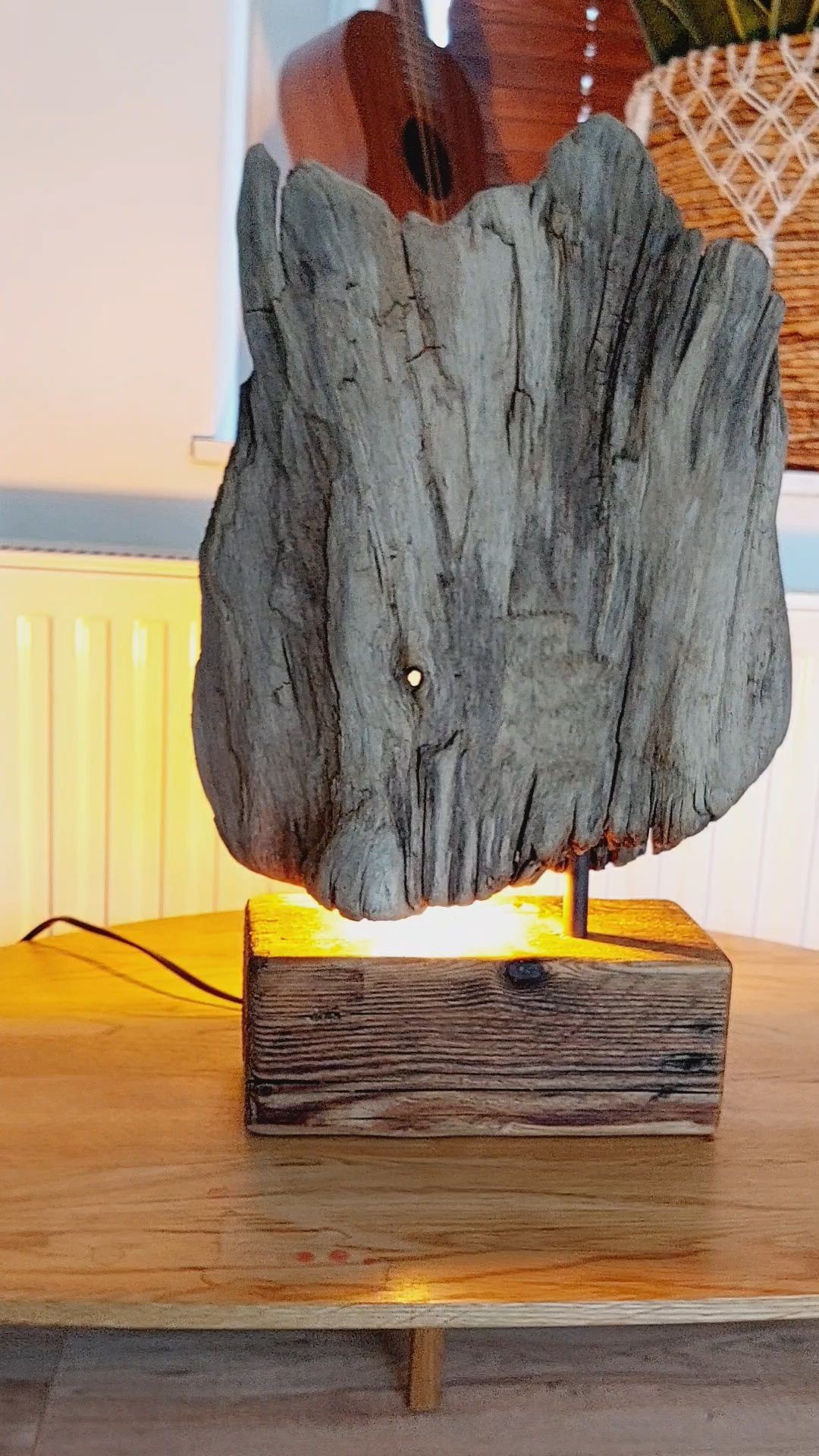 lamp, table lamp, art, wood, driftwood, the brand